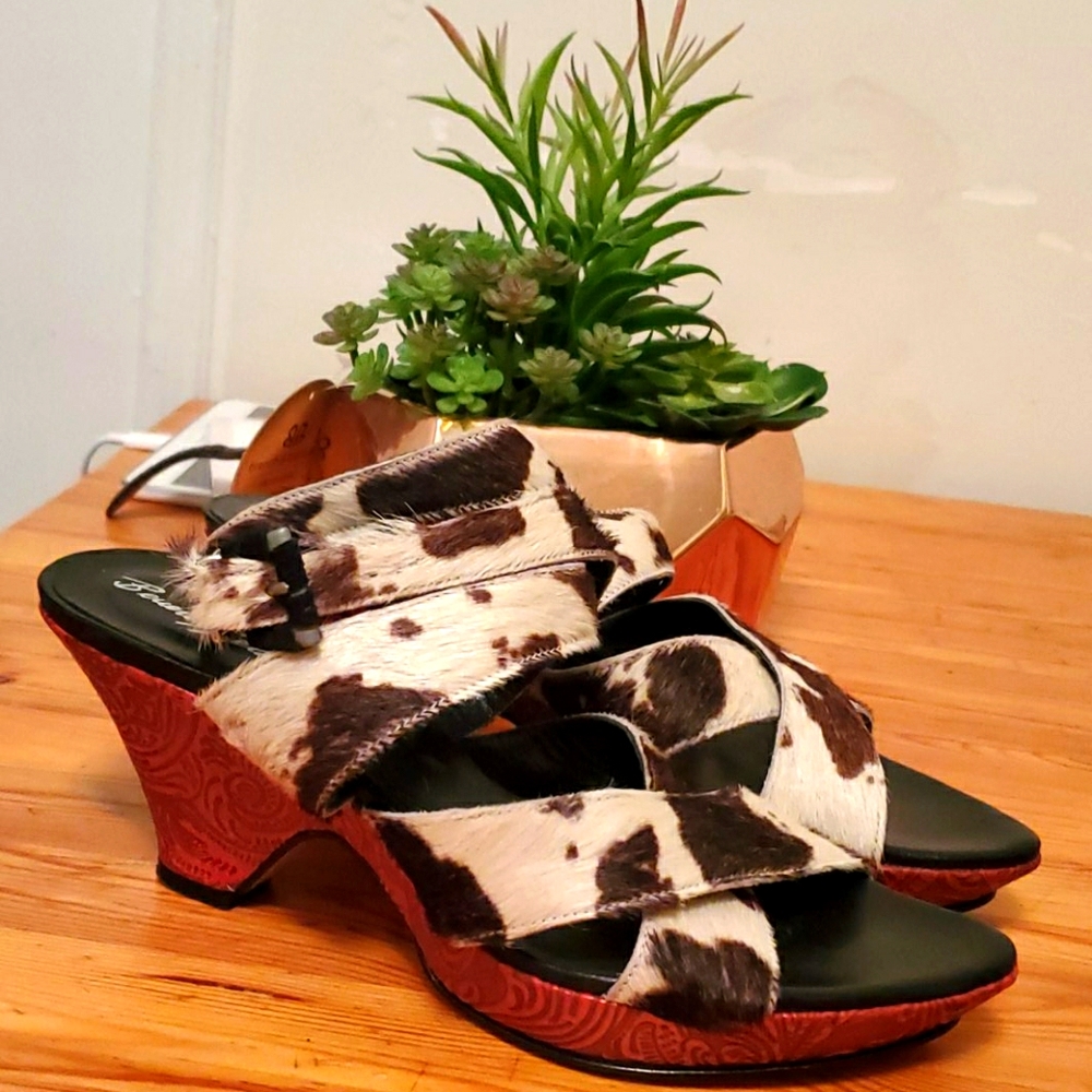 Beverley Feldman Animal Print Heel Strappy Sandals